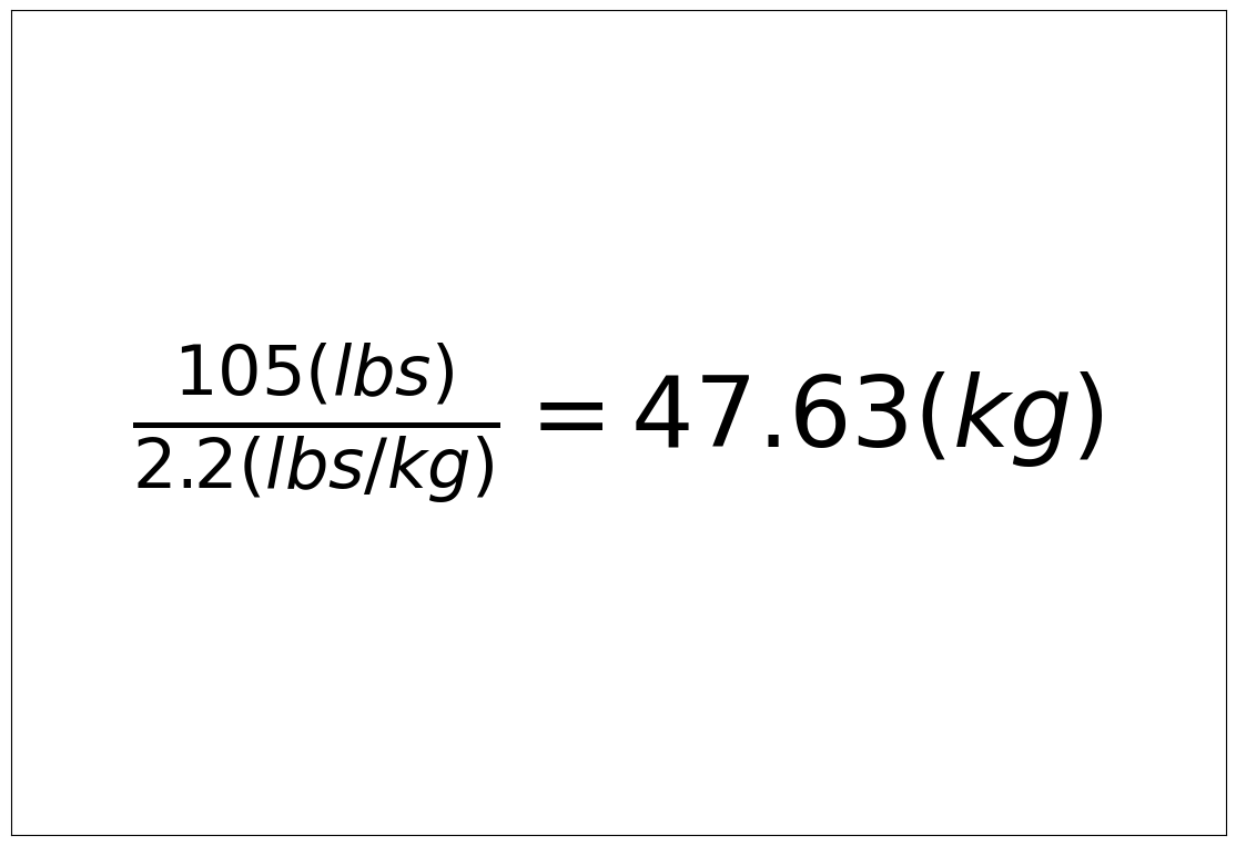 Convert 105 lbs to kg